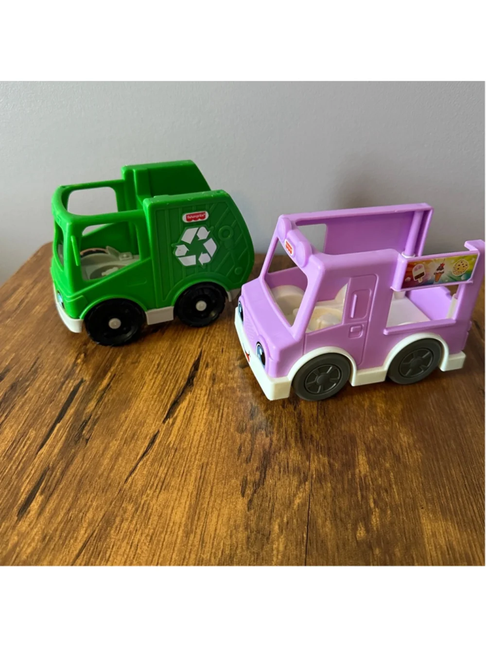 Fisher-Price Little People Vehicle Lot Recycling Ice Cream Truck Car 3 Pc